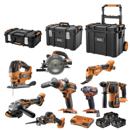AEG Pack de 8 outils Brushless sans fil 18V 3x5Ah Quickstack (4935500319)