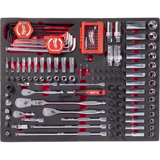 Milwaukee Module de 153pcs pour servante douilles et cliquets 1/4" et 3/8" (4932500756)