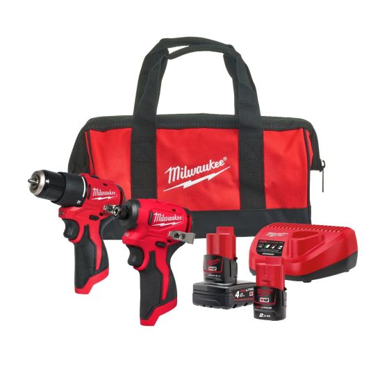 Milwaukee M12 BLPP2B-422B Pack Visseuse & perceuse 12V Brushless Powerpack 4Ah & 2Ah (4933500425)