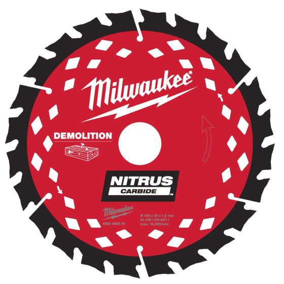 Milwaukee 4932499376 lame de scie circulaire Nitrus Carbide ø190 x 30 x 1,6 ATB 24