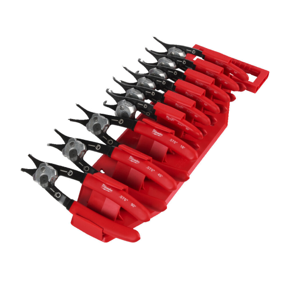 Milwaukee Jeu de 9 pinces à circlip réversible avec support de rangement (4932492496)