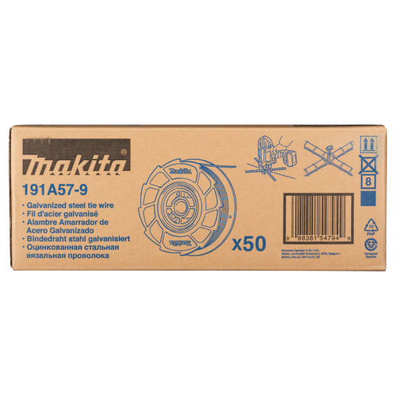 Makita Set de fil à ligaturer 0.8mm acier galva carton de 50pcs (191A57-9)