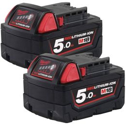 Milwaukee M18B5 Pack de 2 Batteries 18V 5.0Ah Red Lithium-Ion (4932430483)
