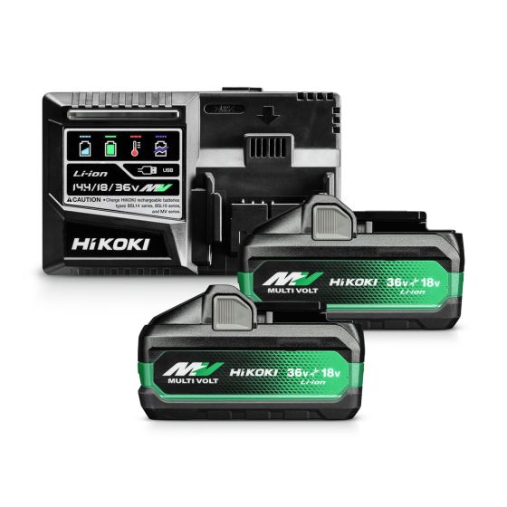 Hikoki UC18YSL3WJZ Kit de 2 Batteries Multi Volt 36V 8.0Ah BSL36B18X avec Chargeur UC18YSL3