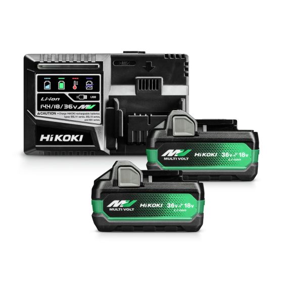 Hikoki UC18YSL3WHZ Kit de 2 Batteries Multi Volt 36V 5Ah BSL36A18X avec Chargeur UC18YSL3