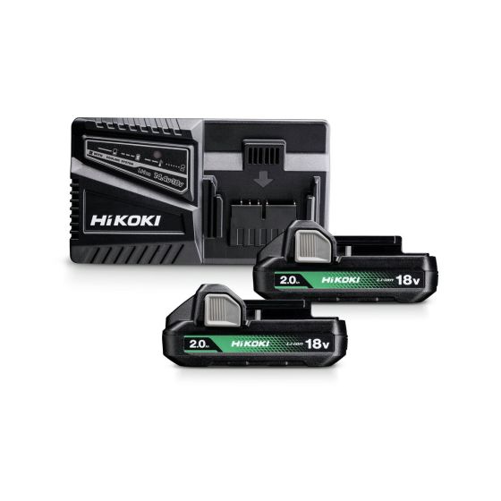Hikoki UC18YFSLWFZ Pack de 2 Batteries 2.0Ah BSL1820M avec Chargeur UC18YFSL
