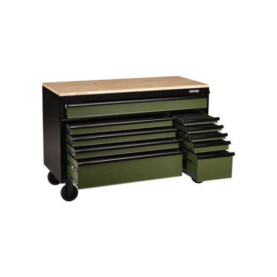 Bunker Servante d'atelier 142cm à 10 tiroirs Vert (D08236)