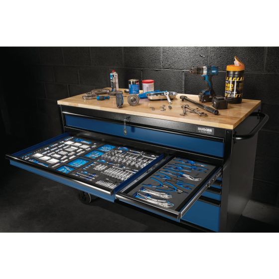 Bunker Servante d'atelier 142cm à 10 tiroirs Bleu (D08237)