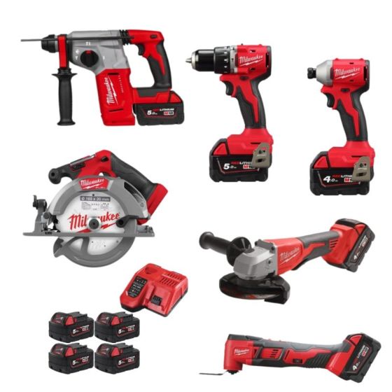 Milwaukee M18 FPP6HK-504B Pack de 6 machines 18V BrushlessPowerpack (4933500113)