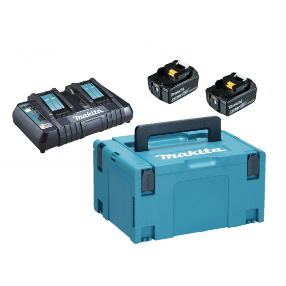 Makita Pack Énergie 18V Li-Ion 6.0Ah (2 batteries BL1860B + 1 chargeur double DC18RD) 198077-8