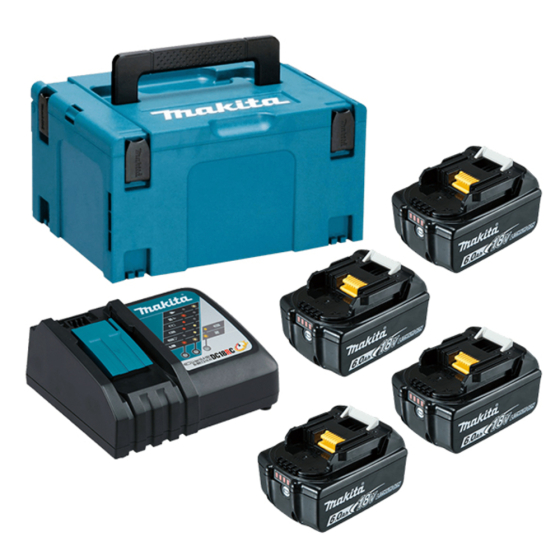 Makita Pack Énergie 18V Li-Ion 6.0Ah (4 batteries BL1860B + 1 chargeur DC18RC) 198140-7