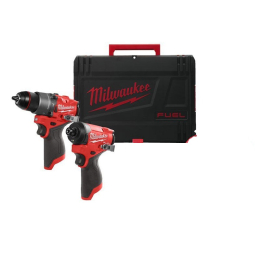 Milwaukee M12 FPP2A2-0X Pack de machines perceuse 12V M12FPD2 & Visseuse à chocs M12FID2 avec coffre de transport