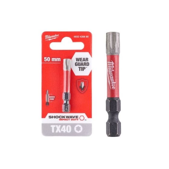 Milwaukee x1 Embout Torx 40 de Vissage Shockwave 50mm (4932430890)