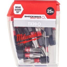 Milwaukee x25 Embouts Torx 20 de Vissage Shockwave 25mm (4932430875)