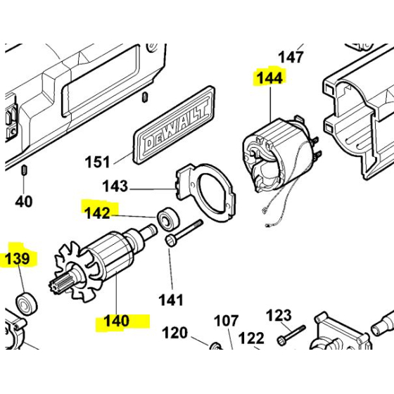 DeWalt Moteur pour raboteuse, dégauchisseuse DW733 Type 1 & Type 2