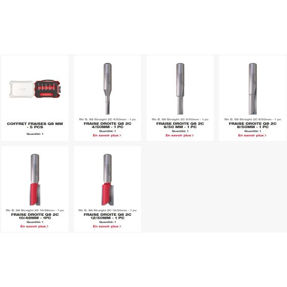 Milwaukee Coffret de fraises pour défonceuses ø8mm (4932501053)