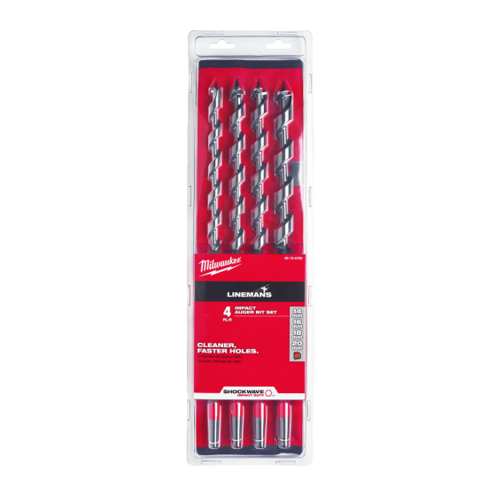 Milwaukee Set de 4 mèches longues  ⌀14/16/18/20 à emmanchement hexagonal (48136780)