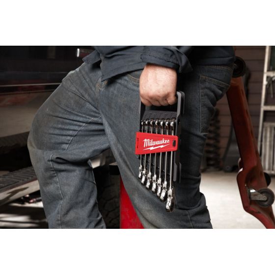 Milwaukee Jeu de x7 clés plate à cliquet à tete flexible Max Bite (4932478557)