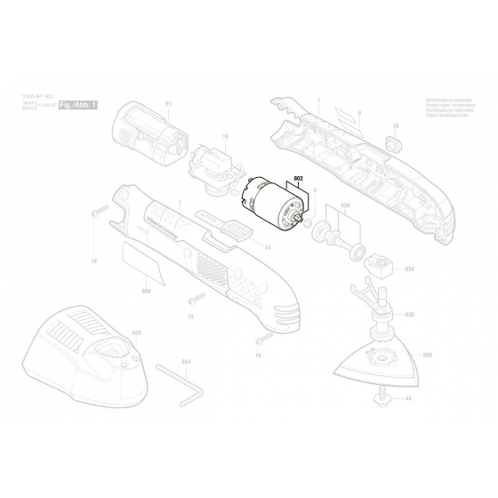 Bosch 2609004831 Moteur à Courant Continu 10.8V PMF10.8LI