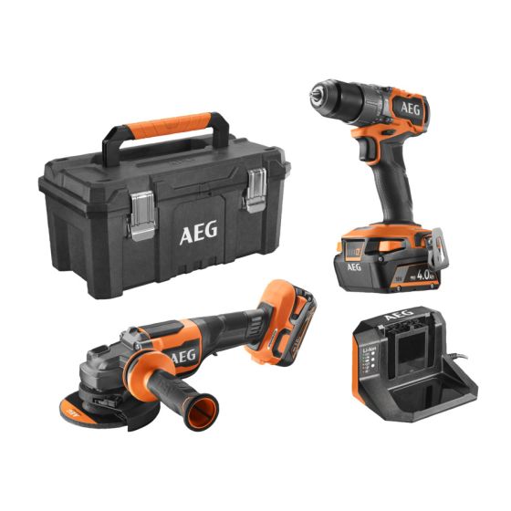 AEG FR18-AG-2BL-X02TB Pack perceuse à percussion BSB18SBL2 & Meuleuse 18V BEWS18-125BL (4935498987)