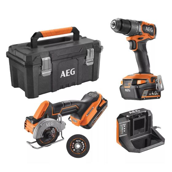 AEG FR 18-AS-2SC Pack perceuse à percussion BSB18SBL2 & Scie ø76mm 18V BMMS18SBL (4935498988)