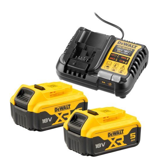 Dewalt DCB115P2-QW Pack de 2 Batteries 18V 5.0Ah XR Li-ion + Chargeur DCB115