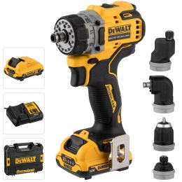 Dewalt DCD703L2T-QW Perceuse, Visseuse compacte multi-têtes 5 en 1 12V XR Brushless 2x3.0Ah