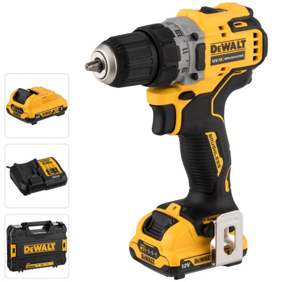 Dewalt DCD701D2-QW Perceuse, Visseuse compacte 12V XR Brushless 2x2.0Ah