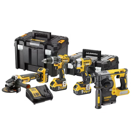 DeWalt DCK422P3T-QW Pack 4 outils sans fil 18V XR DCG405, DCH273, DCD796, DCF887 3x5.0Ah