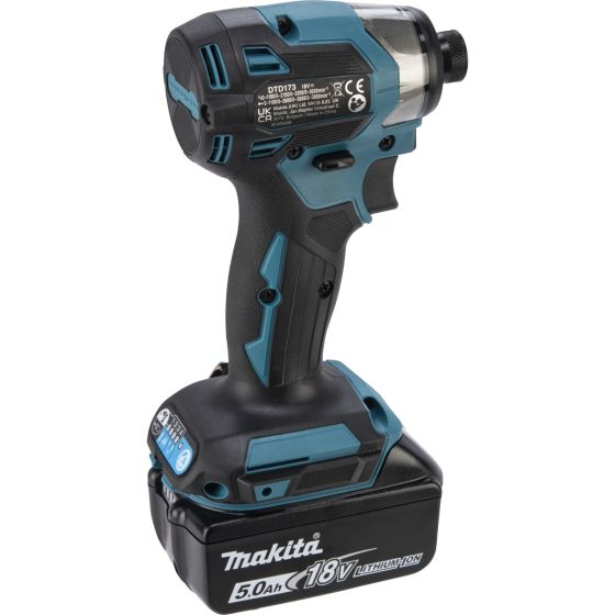 Makita DTD173RTJ Visseuse à choc 180Nm 18V Li-ion 8 modes 2x5.0Ah