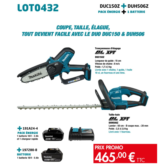 Makita Lot de 2 machines DUC150Z & DUH506Z 18V LXT (LOT0432)