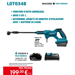 Makita DHW180Z Nettoyeur basse pression 18V LXT 24 Bar 1x3.0Ah (LOT0348)