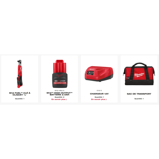 Milwaukee M12 FIR12G2-252B clé a cliquet 1/2" 108Nm 12V FUEL 2x2.5Ah (4933498940)