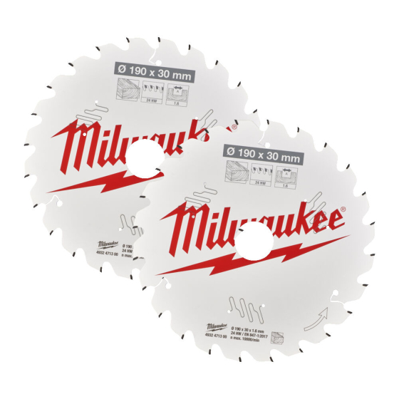 Milwaukee Lot de 2 lames de scie circulaire Bois Ø190x30x24Dts (4932479804)