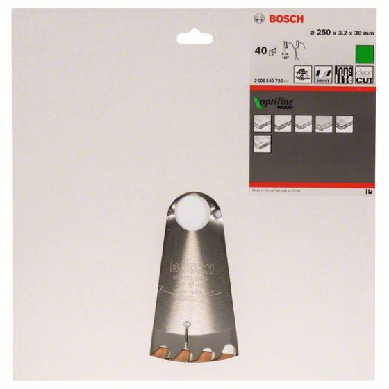 Bosch Pro Lame bois de scie circulaire 250 x 30 x 3,2 mm 40Dts (2608640728)
