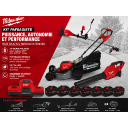Milwaukee Kit 3 outils de jardins sans fil M18 FUEL 8x12Ah pour Paysagiste