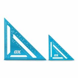 OX Pro Jeu de 2 Équerres de charpentier en aluminium 180mm & 300mm (OX-P634701)