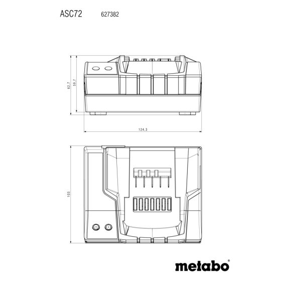 Metabo ASC 72 Chargeur de batterie Ultrarapide 12V, 14,4V, 18V & 36V Li-ion (627382000)