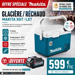 Makita CW003GZ01 Glacière & réchaud 7L XGT 40V & LXT 18V 1x4.0A (OP COUPE DU MONDE)