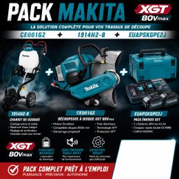 Pack Makita CE001GZ + Chariot 1914H2-8 + Pack batteries XGT 80Vmax 2x8.0Ah