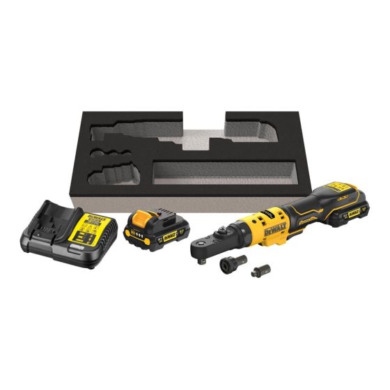 DeWalt DCF500L2G-QW XR 12V Clé à cliquet d'angle 1/4" 2x3.0Ah