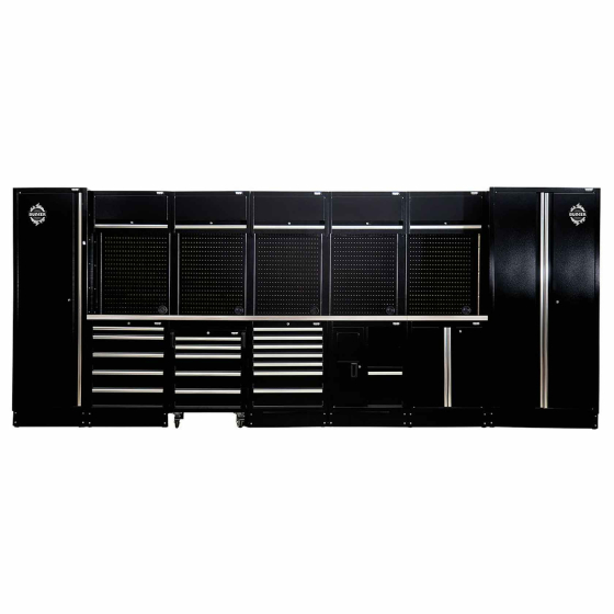 Bunker Ensemble modulaire d'atelier 25 éléments avec évier et plan de travail inox 4915mm