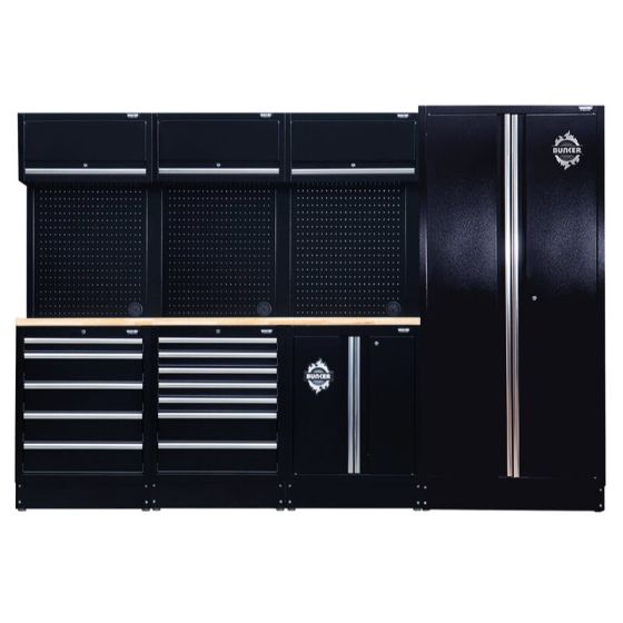 Bunker Ensemble modulaire 61cm d'atelier 15 éléments avec plan de travail bois 2960mm