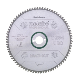 Metabo Lame de Scie Circulaire ø254x30x2.4 80Dts Bois & Alu Multi cut (628223000)