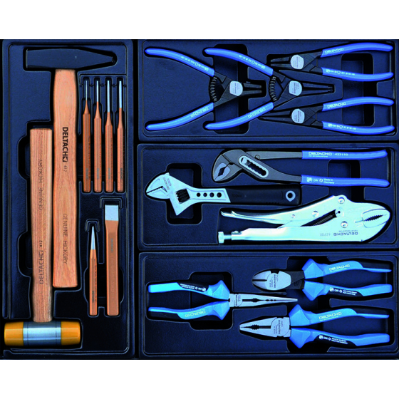 Deltach Servante d'atelier D2-COMPACT, 3 tiroirs remplis, 145pcs (524100)