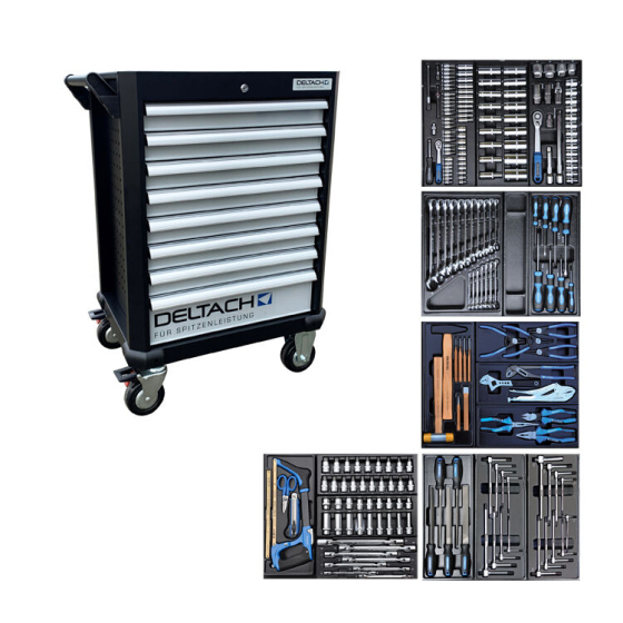 Deltach Servante d'atelier D2-COMPACT, 5 tiroirs remplis, 214pcs (524150)