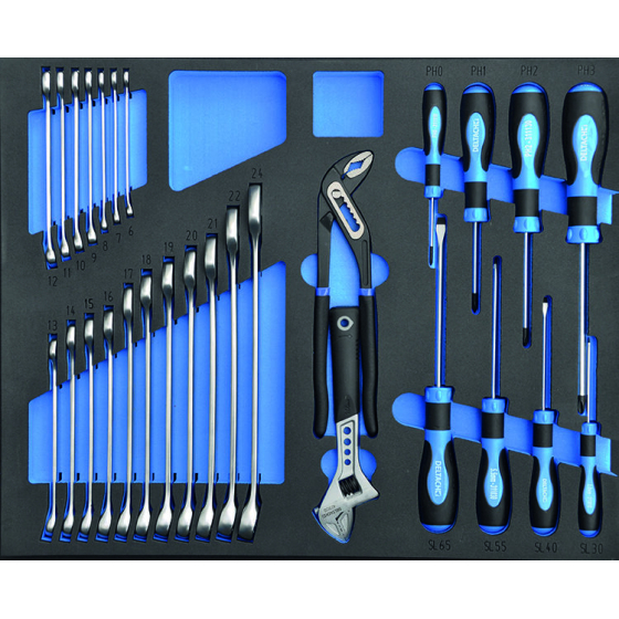 Deltach Servante d'atelier D2-COMPACT, 5 tiroirs mousse remplis, 214pcs (524250)