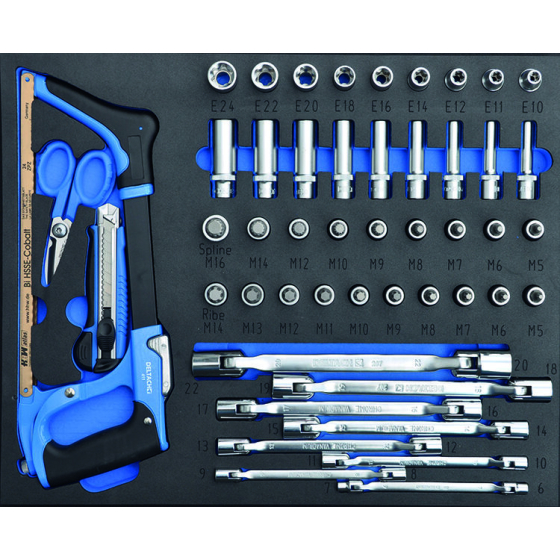 Deltach Servante d'atelier D2-COMPACT, 5 tiroirs mousse remplis, 214pcs (524250)