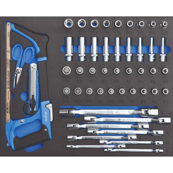 Deltach Servante d'atelier D2-COMPACT avec Top-box, 5 tiroirs mousse remplis, 214pcs (524254)
