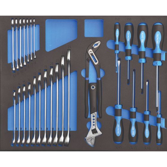Deltach Servante d'atelier D2-COMPACT avec Top-box, 5 tiroirs mousse remplis, 214pcs (524254)